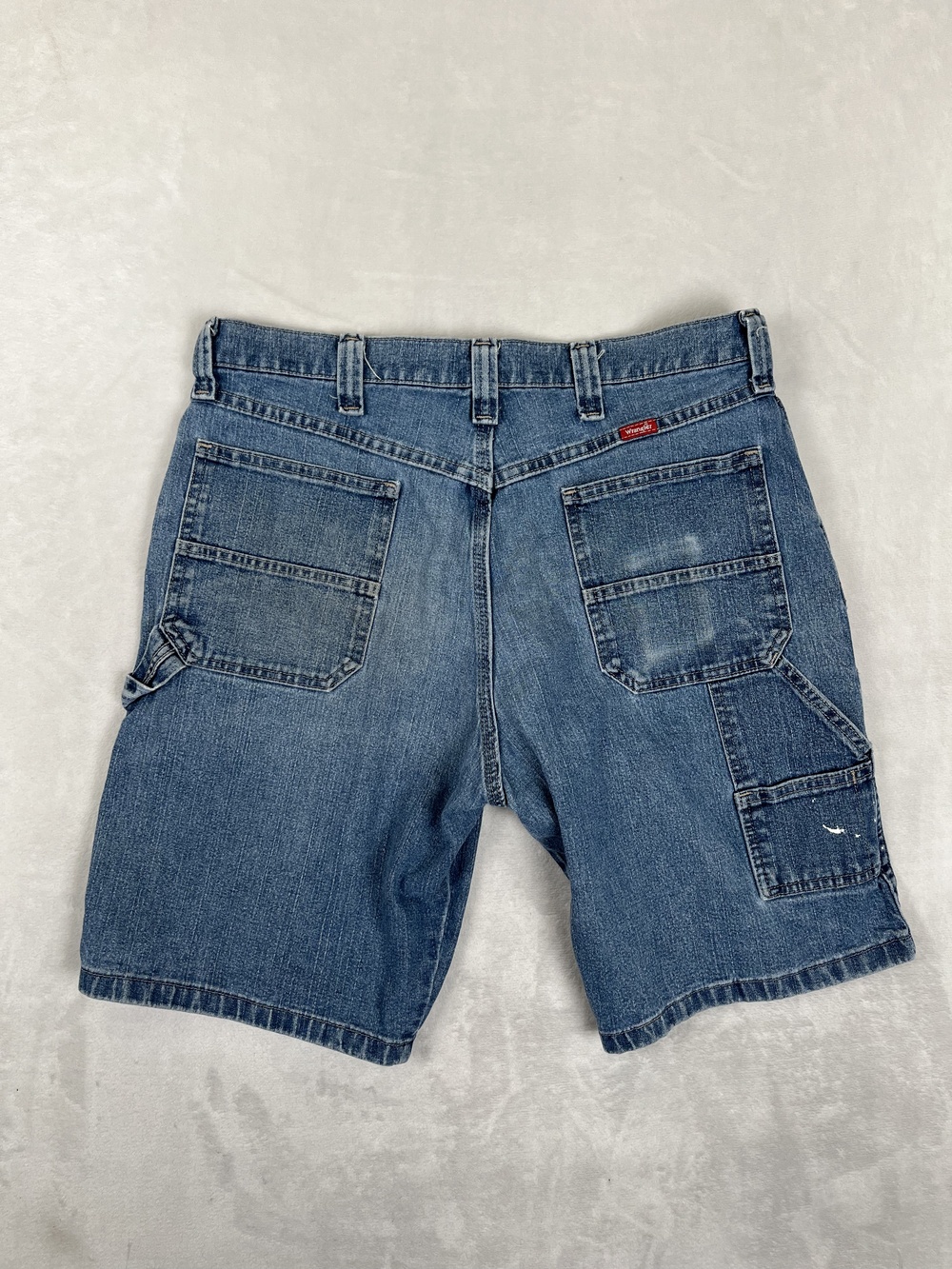 Vintage Wrangler Cargo Shorts Mens 34 Blue Relaxed Fit Stretch 10 Inseam Utility